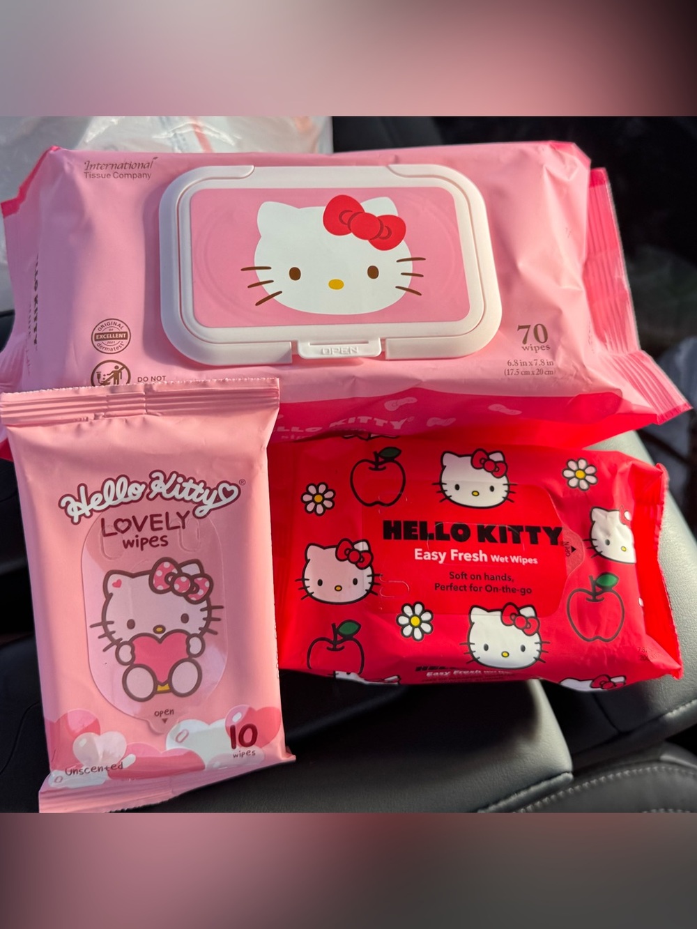 Hello Kitty Pink and Red Wet Wipes Variety Pack